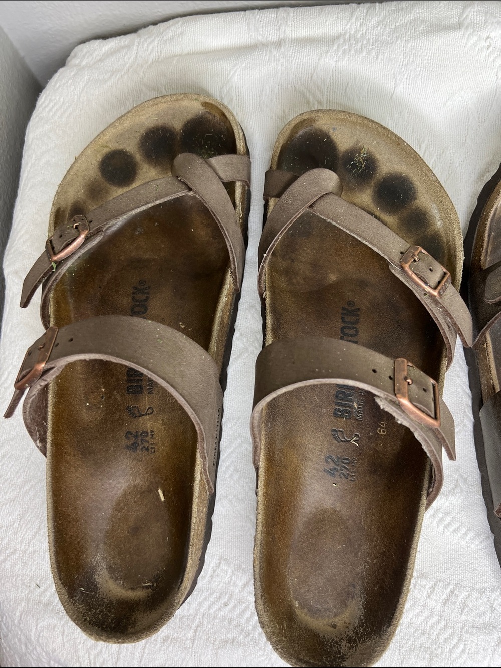 Birkenstock Taupe Brown Toe Strap Sandals 2 Pair Size 11 / 42 - Picture 5 of 10